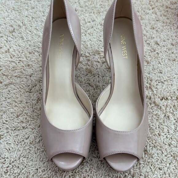 Nine West Nude Stiletto Peep Toe Pumps Size 8 - Picture 3 of 5